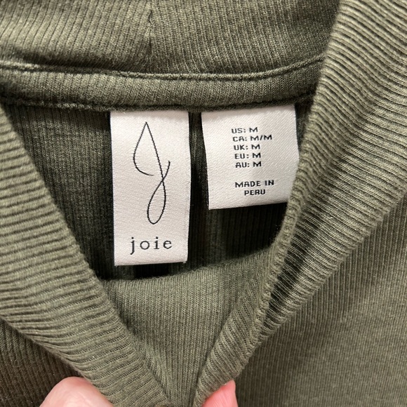 Joie sz M Short Sleeve Ribbed Mock Neck Pima Cotton Cropped Shirt - Picture 3 of 4